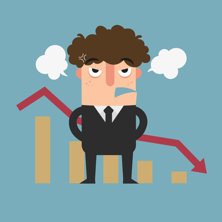 Illustration of the graph showing business continues going downのイラスト素材