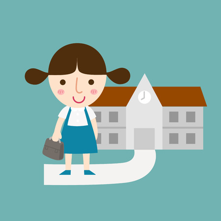 illustration of isolated pupils girl vectorのイラスト素材