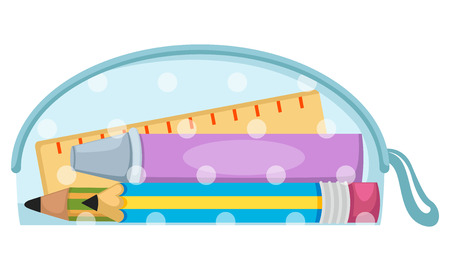 Bag with school tools,illustration,vectorのイラスト素材