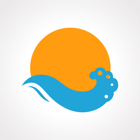 Illustration of isolated sunset and sea waves icon vectorのイラスト素材