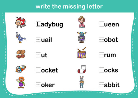 write the missing letter,illustration, vectorのイラスト素材