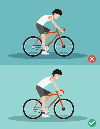 Best and worst positions for riding bike illustration, vectorのイラスト素材