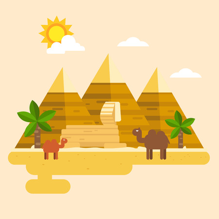 illustration of egypt and pyramid vectorのイラスト素材