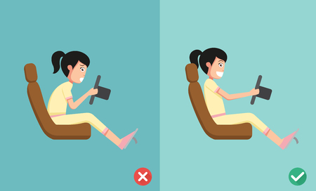 Best and worst positions for driving a car, illustration, vectorのイラスト素材