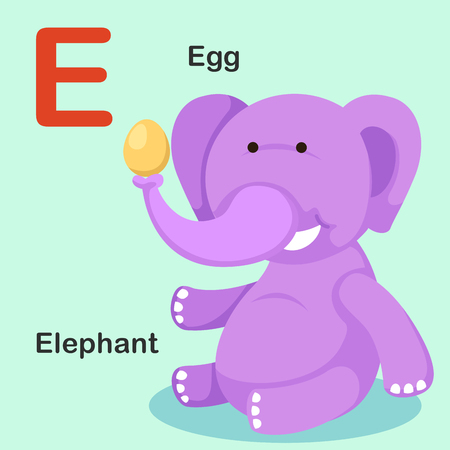 Illustration Isolated Animal Alphabet Letter E-Egg,Elephant.Vectorのイラスト素材