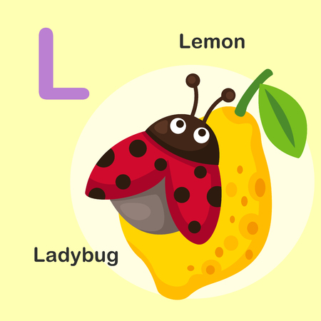 Illustration Isolated Animal Alphabet Letter L-Lemon,Ladybug.Vectorのイラスト素材
