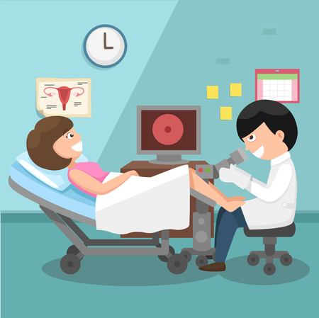 Doctor, gynecologist performing physical examination illustrationのイラスト素材