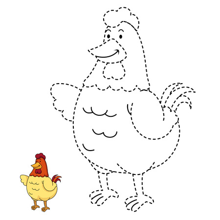 Illustration of educational game for kids and coloring book vector-chickenのイラスト素材