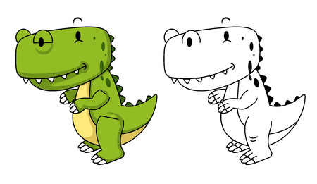 Illustration of educational coloring book vector-dinosaurのイラスト素材