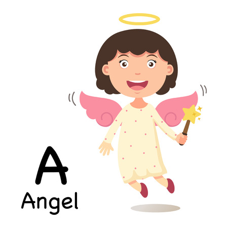 Alphabet Letter A-angel,vector illustrationのイラスト素材