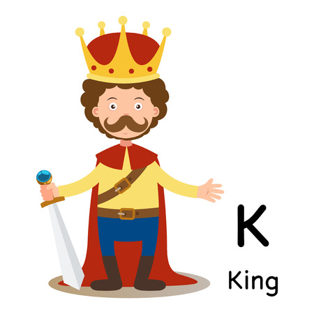 Alphabet Letter K-king,vector illustrationのイラスト素材