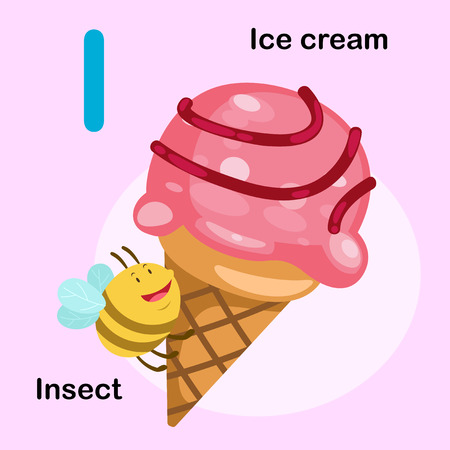 Illustration Isolated Alphabet Letter I-Ice cream,Insect.vectorのイラスト素材
