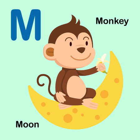 Illustration Isolated Alphabet Letter M-Moon,Monkey.vectorのイラスト素材