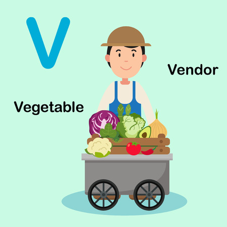 Illustration Isolated Alphabet Letter V-Vendor,Vegetable. vectorのイラスト素材