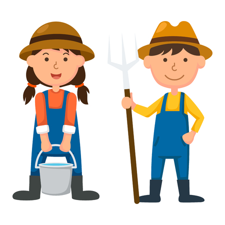 illustration of isolated young farmer on white backgroundのイラスト素材