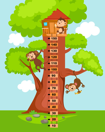 Meter wall with tree house.vector illustration.のイラスト素材
