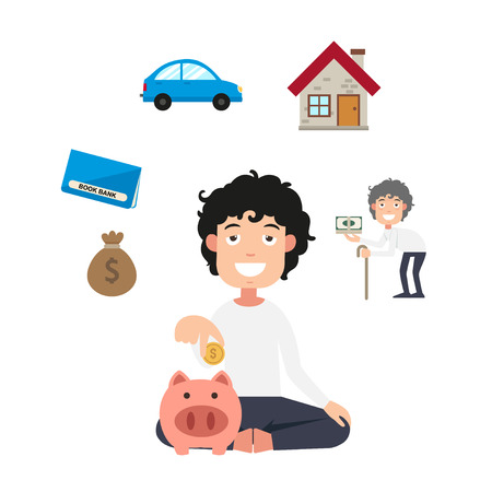 illustration of money cycle.personal savings concept vectorのイラスト素材