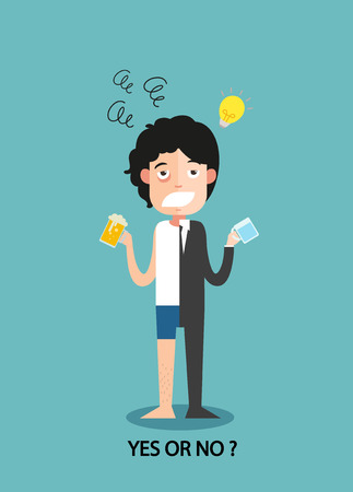 yes or no for businessmen work enthusiasm, illustration,vectorのイラスト素材