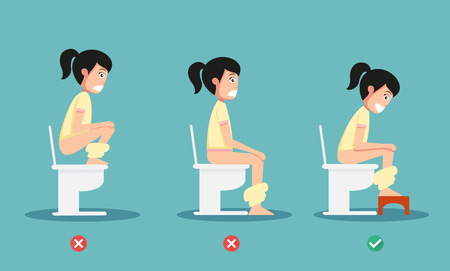 unhealthy vs healthy positions for defecate illustration, vectorのイラスト素材