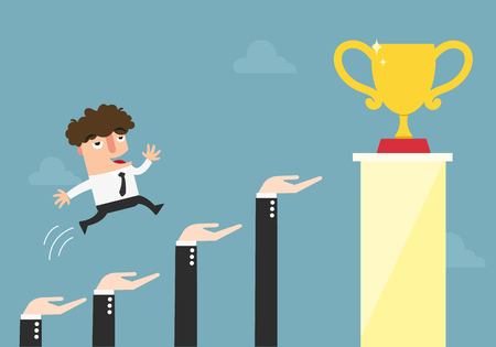 Hands to help businessman to go to success, career and growth concept,vector illustration.のイラスト素材
