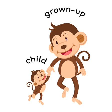 Opposite words child and grown up vector illustrationのイラスト素材