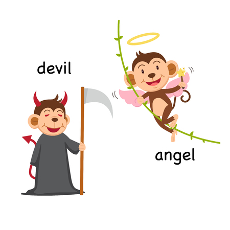 Opposite words devil and angel vector illustrationのイラスト素材