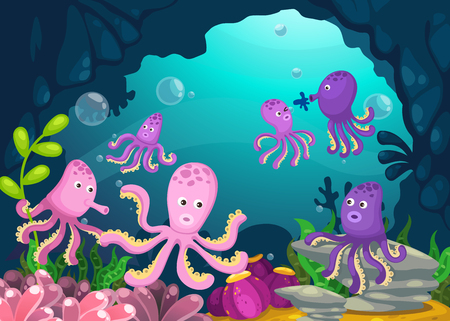 Illustration of sea underwater background vectorのイラスト素材