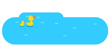 Duck swimming in the pond illustration.のイラスト素材