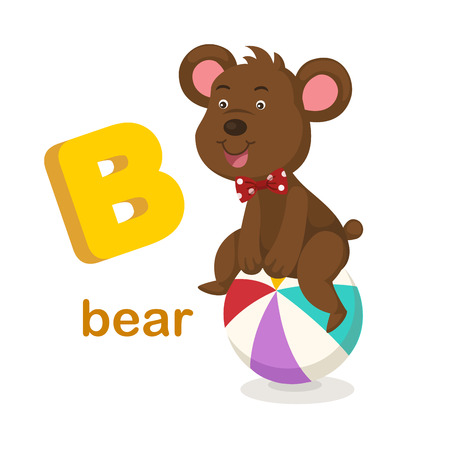 Illustration Isolated Alphabet Letter B Bear.vectorのイラスト素材