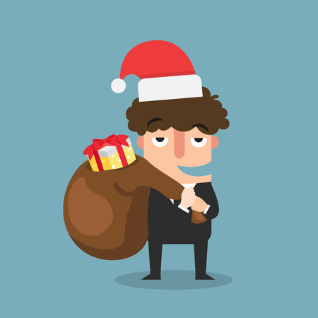 businessman celebrating christmas vector illustrationのイラスト素材
