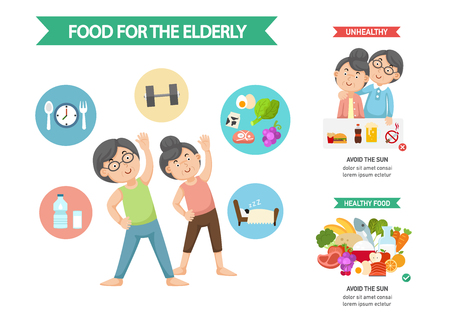 Food for the elderly infographic,vector illustrationのイラスト素材