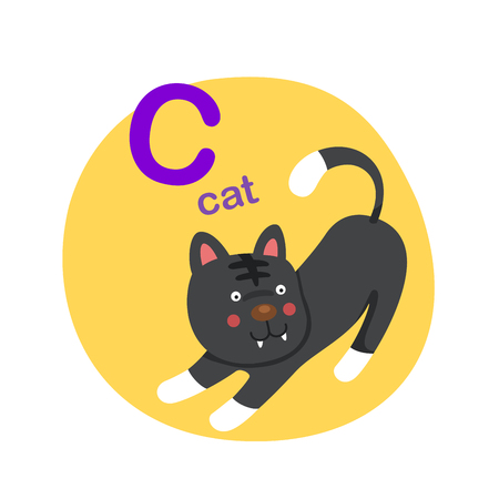 Illustration isolated alphabet letter c-cat vector illustrationのイラスト素材