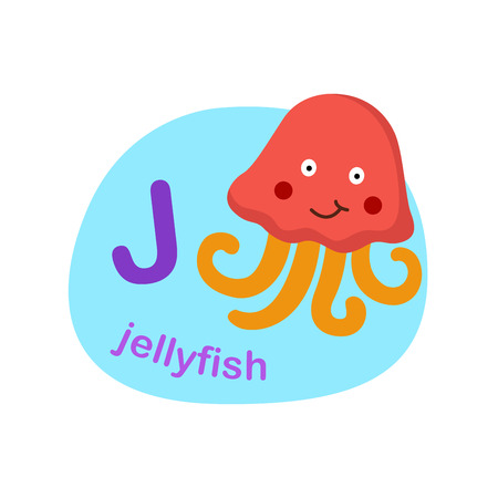 Illustration isolated alphabet letter j-jellyfish vector illustrationのイラスト素材