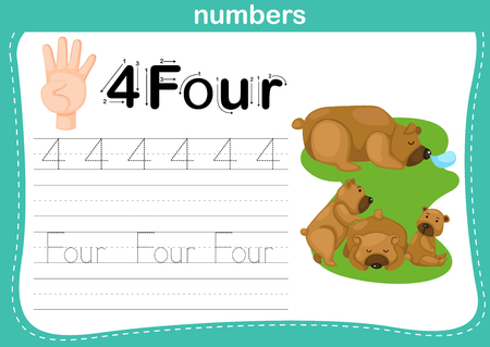 Hand count.finger and number,Number exercise illustration vectorのイラスト素材