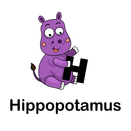 Alphabet Letter h-hippopotamus vector illustrationのイラスト素材