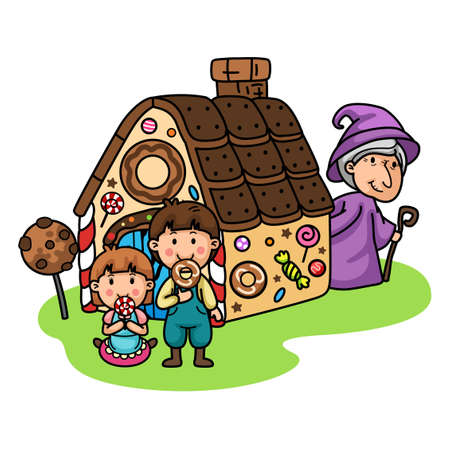 Fairy tales,Hansel and Gretel.isolate on white background.のイラスト素材