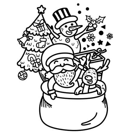 Hand drawn santa claus happy new year and merry christmas.illustration vectorのイラスト素材