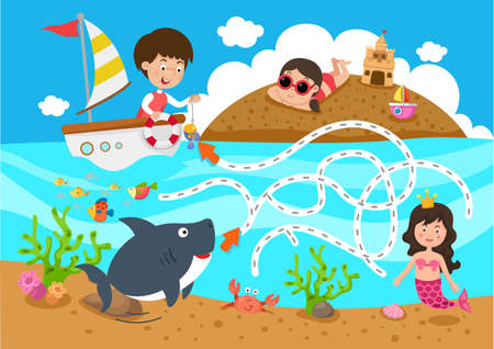 Educational maze game for children illustrationのイラスト素材