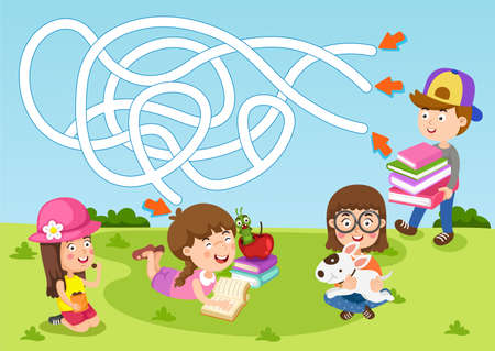 Educational maze game for children illustrationのイラスト素材