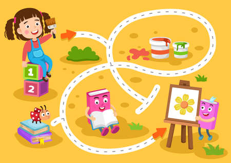 Educational maze game for children illustrationのイラスト素材