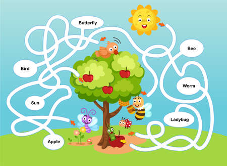 Educational maze game for children illustrationのイラスト素材