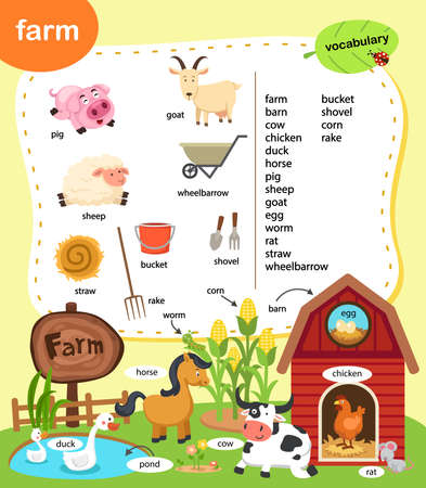 education vocabulary farm vector illustrationのイラスト素材
