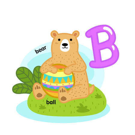 Alphabet Isolated Letter B-bear-ball illustration,vectorのイラスト素材