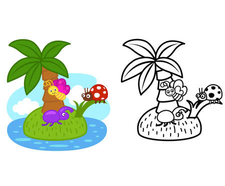Illustration of educational coloring book cartoon insect vectorのイラスト素材