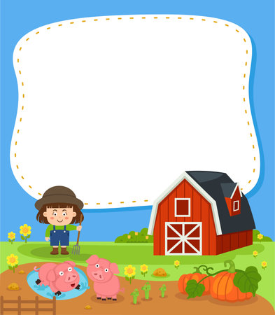 Empty banner template with garden scene illustrationのイラスト素材