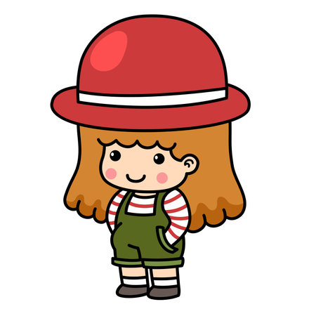 cute little kid girl illustration vectorのイラスト素材