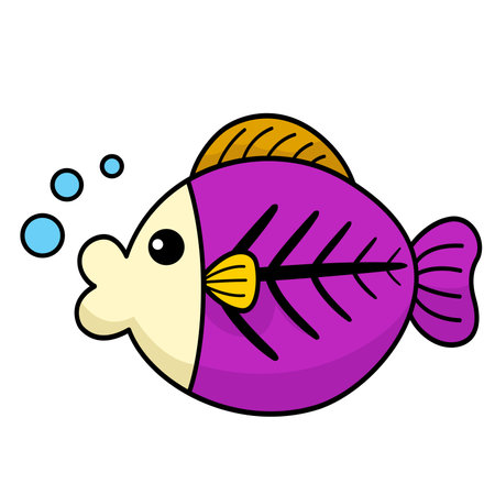 Illustration of colorful cartoon character x-ray fishのイラスト素材
