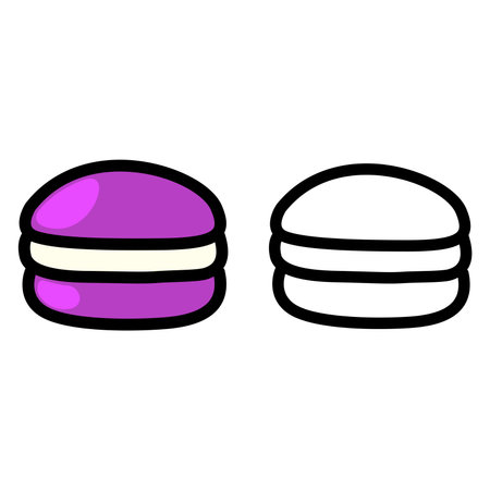 Illustration of isolated colorful and black and white macaron coloring bookのイラスト素材