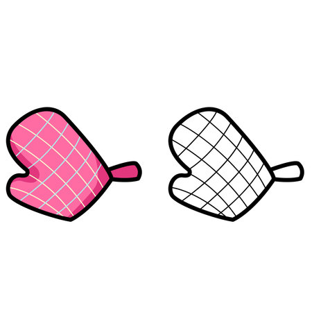 Illustration of isolated colorful and black and white cooking hand protectionのイラスト素材
