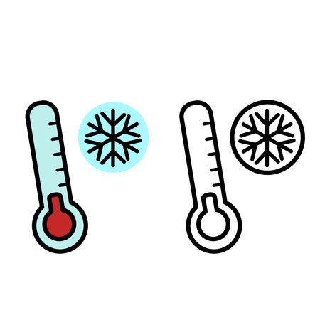 Illustration of isolated colorful and black and white thermometeのイラスト素材